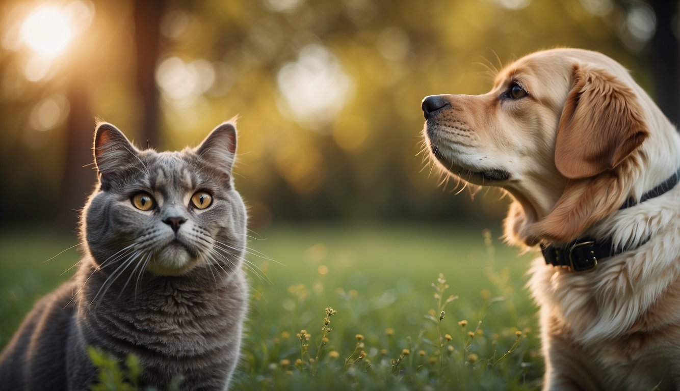 Pets of all shapes and sizes interact with their owners, including dogs, cats, birds, and reptiles