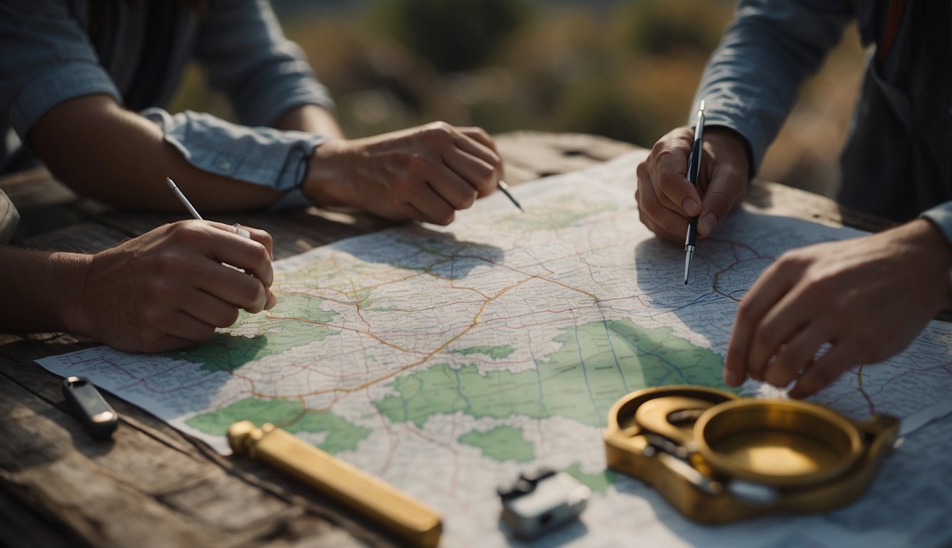 People gather supplies, maps, and compasses. They study the terrain and plan routes. They prepare for the unexpected, navigating without GPS in a disaster situation