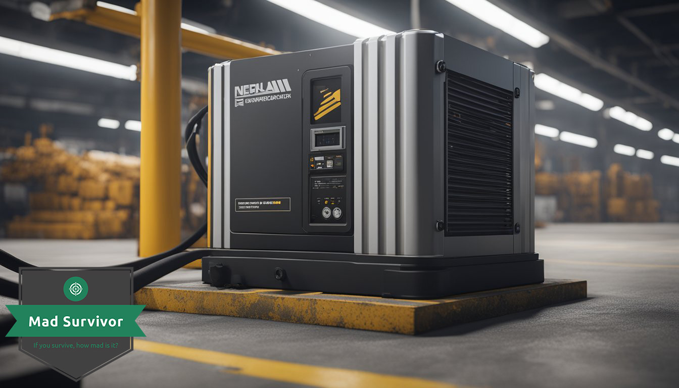 A generator placed on a level, stable surface with proper ventilation and clear of any obstructions.