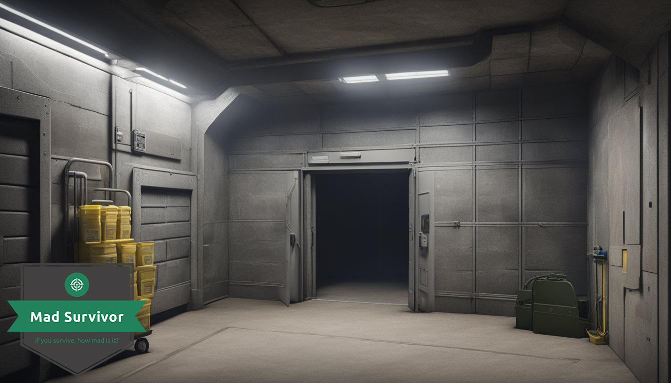A sturdy bunker with reinforced walls and a secure door