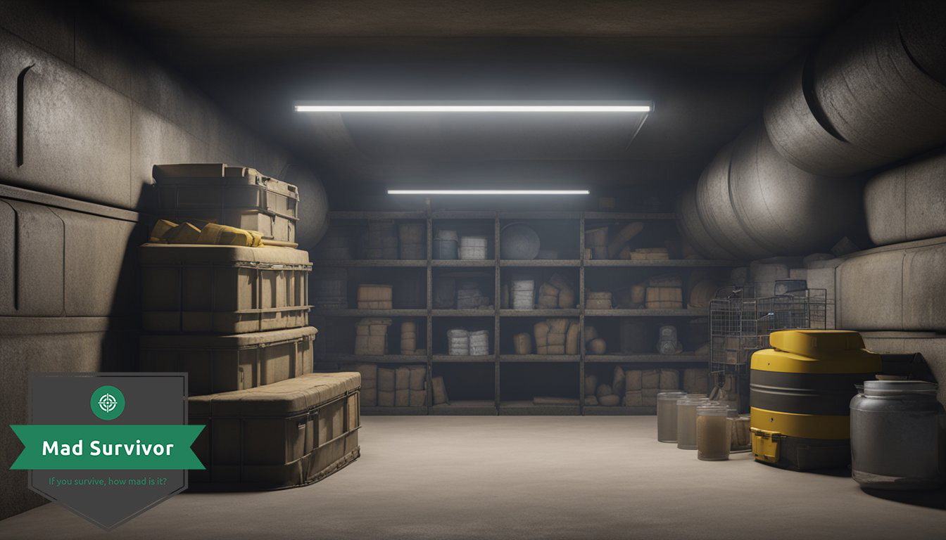 A sturdy underground bunker with stocked supplies and a ventilation system
